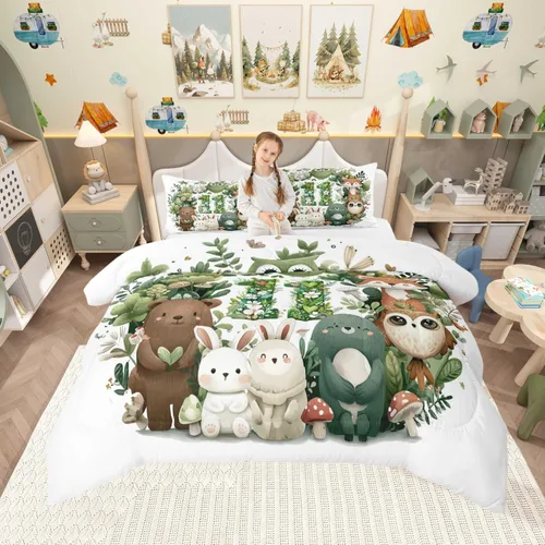 Vista 17 de Manfei Juego de edredón de calavera de azúcar para niños, juego de ropa de cama con temática de calaveras de Halloween, ropa de cama de estilo Azul