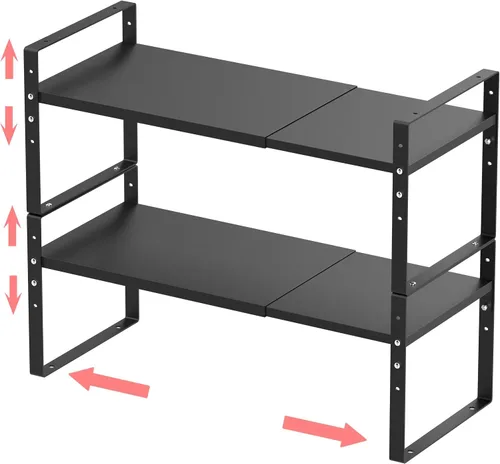 Vista 10 de Jojocross Estante organizador de especias apilable expandible en gabinetes, estantes de cocina, armario, organización, estantes apilables, despensa