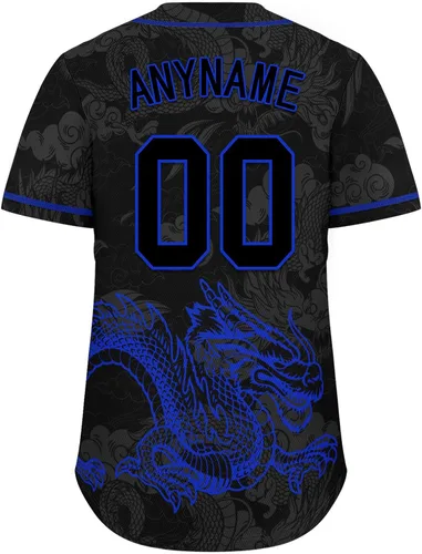 Vista 6 de Camiseta de béisbol de dragón personalizada para hombres y mujeres, camisa de Steetwear de estilo gótico, nombre del equipo y número personalizado