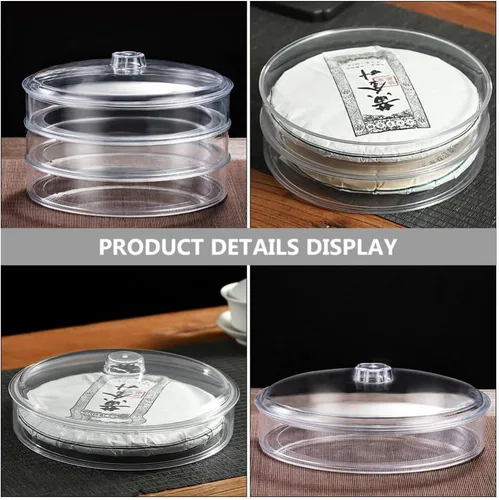 Vista 6 de Cabilock Contenedor para pan de pan, caja de almacenamiento de té de hojas sueltas, acrílico, transparente, apilable, caja de té PU, contenedor