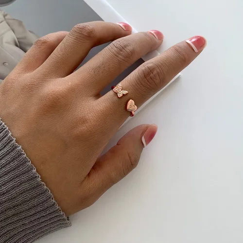 Vista 6 de Sora Tuki Anillo con inicial para mujer, anillo de letra de oro, anillos con inicial de plata para adolescentes y niñas, anillos ajustables de oro