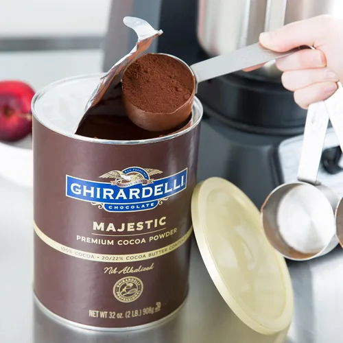 Vista 6 de Ghirardelli Majestic - Cacao en polvo premium, lata de 2 libras con cuchara de barista estampada Ghirardelli