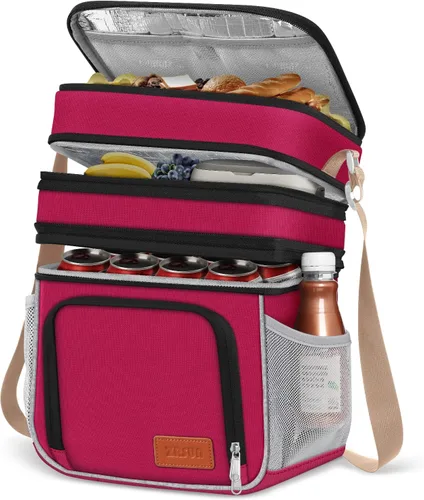 Vista 8 de ZRSUN Lonchera térmica para mujeres y hombres, lonchera reutilizable de 3 capas para mujer, lonchera expandible reutilizable resistente al agua