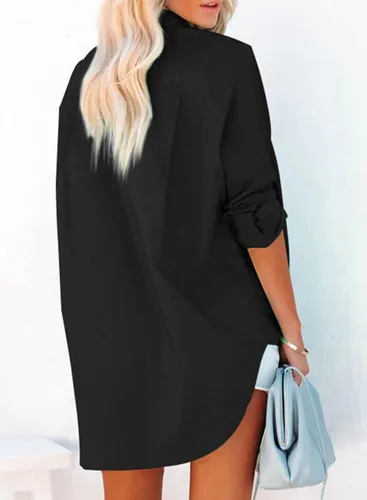 Vista 2 de Dokotoo Camisas casuales con botones para mujer, de manga larga, blusas tipo túnica de gran