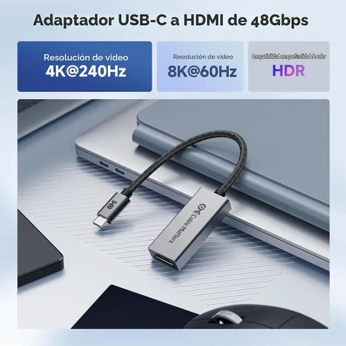 Vista 2 de Cable Matters Adaptador unidireccional USB C a HDMI 2.1 de 48Gbps