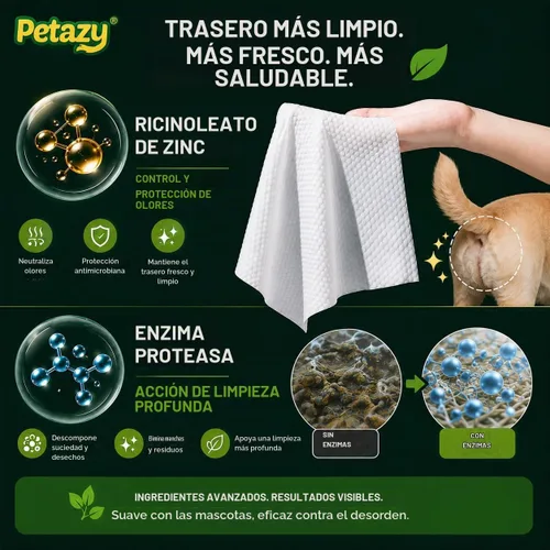 Vista 5 de Petazy Toallitas para mascotas XL para perros y gatos, sin perfume, 72