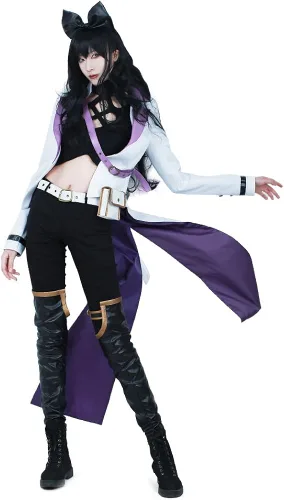 Vista 3 de miccostumes Disfraz de cosplay negro de cazadora de anime para mujer