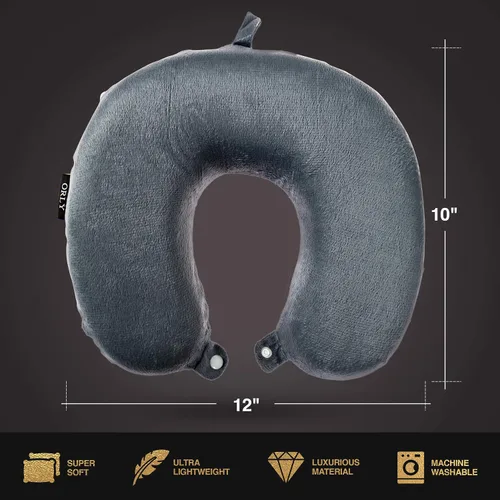 Vista 6 de Charles Albert - Almohada de viaje de espuma viscoelástica, almohada de cuello en forma de U, cojín ultra suave y cómodo para soporte del cuello