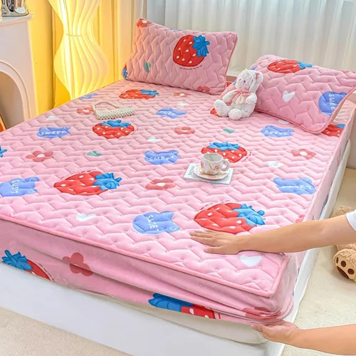 Vista 42 de Juego de sábanas bajeras extra largas tamaño King de 3 piezas con 2 fundas de almohada, forro polar de leche, suave para arrugas y antidecoloración