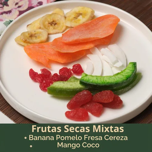 Vista 6 de Surtido de frutas secas mixtas: mango, plátano, cereza, coco, pomelo y fresa, aperitivo de frutas secas premium, caja de regalo de mezcla de frutas