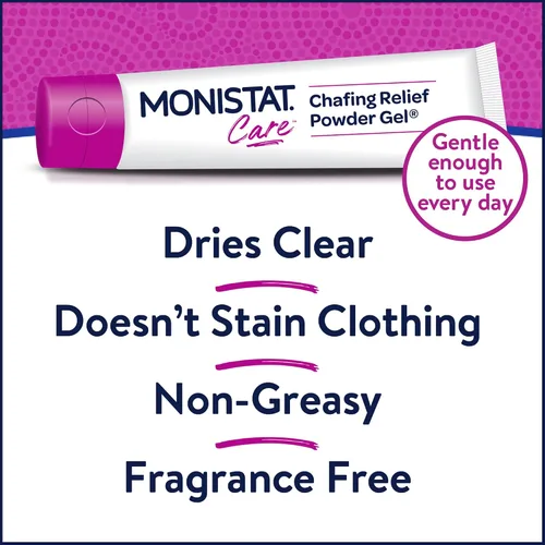Vista 5 de Monistat Gel en polvo para aliviar rozaduras, protección antirozaduras, gel de rozaduras sin fragancia, 1.5 onzas, 1 paquete
