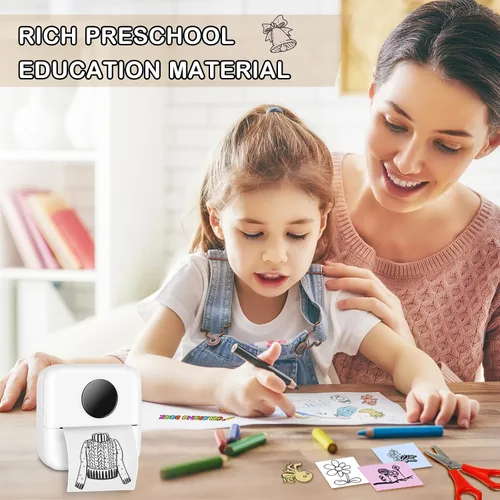 Vista 7 de Mini impresora Bluetooth de bolsillo - Impresora térmica portátil con 10 rollos de papel para diario/álbum de recortes