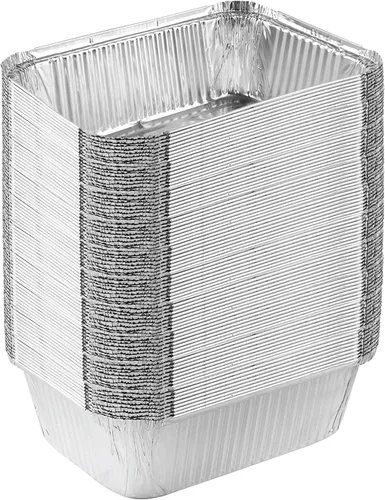 Vista 11 de PLASTICPRO Moldes desechables de papel de aluminio para llevar de 5 LB de 7'' X 10'' X 3'' pulgadas, moldes para hornear - utensilios de cocina