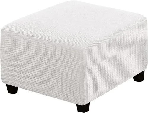 Vista 29 de ADPON Fundas otomanas cuadradas, fundas otomanas, protector de taburete de almacenamiento plegable, parte inferior elástica, tela jacquard de Negro