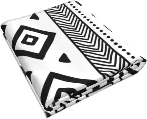 Vista 3 de Juego de 2 toallas de mano en blanco y negro para baño, estilo tribal nativo americano, azteca, étnico, bohemio, suave, absorbente, pequeña, toalla