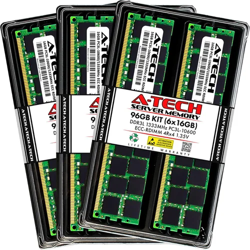 Vista 133 de A-Tech 4GB DDR3 1333MHz PC3-10600R ECC RDIMM 1Rx4 Rango único 1.5V Registrado DIMM 240-Pin Módulo de actualización de memoria RAM de servidor