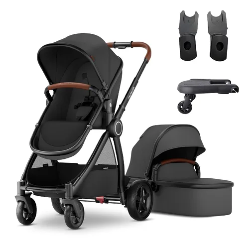 Vista 11 de Mompush Ultimate2 - Cochecito con moisés y tabla de paseo para recién nacidos a niños pequeños Gris