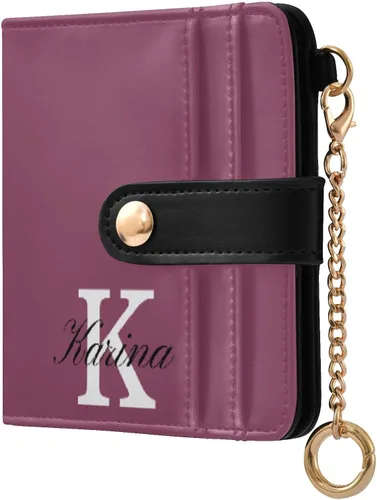 Vista 30 de Sinestour Custom Beige pattern Small Wallet for Women RFID Blocking Leather Bifold Small Purse with Card Holder Zipper Coin Pocket ID Window