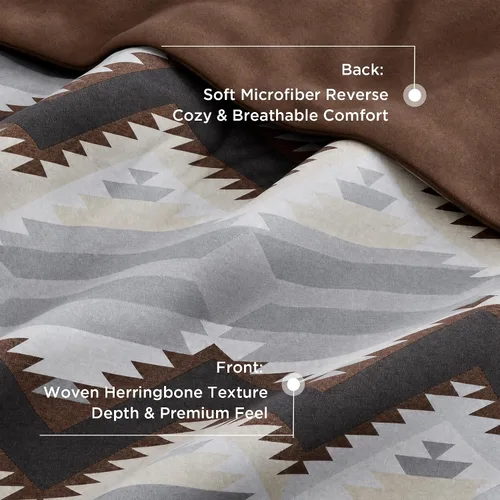 Vista 3 de Juego de edredón Woolrich Rustic Lodge Cabin: diseño rústico de cabaña para todas las estaciones, ropa de cama cálida de plumón sintético con capa