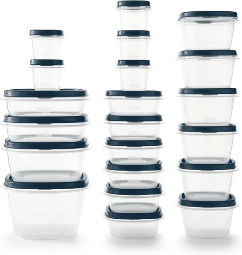 Vista 2 de Rubbermaid EasyFindLids Contenedores de almacenamiento de alimentos en Azul Insignia de Edición Especial, 42 piezas