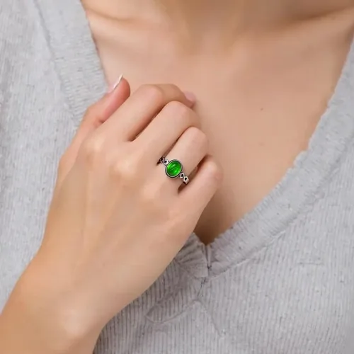 Vista 3 de Anillo de infinito con piedras preciosas de cristal ovalado, plata de ley 925, anillo de nudo retro para mujer