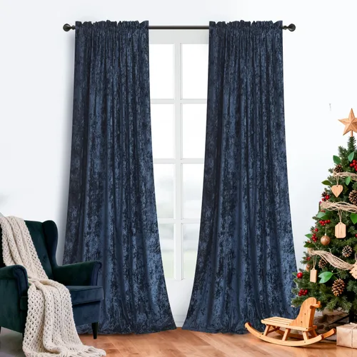 Vista 14 de Cortinas de Terciopelo Chartreuse Aplastado de Lujo Juego de 2 Paneles - 84 pulgadas de Largo para Oscurecer la Habitación Cortinas de Terciopelo