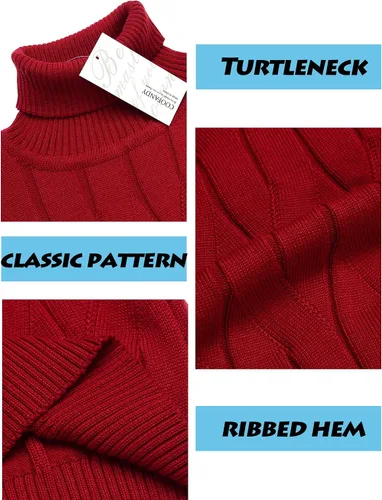 Vista 5 de Coofandy Suéter de cuello alto ajustado para hombre, suéteres de punto casuales