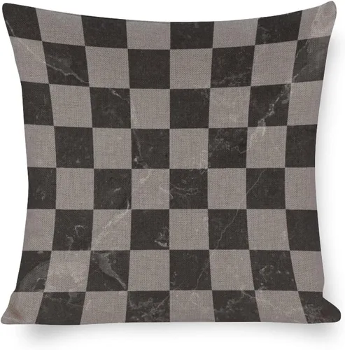 Vista 16 de Fundas de almohada decorativas rústicas y modernas, fundas de almohada retro a cuadros dorados a cuadros para sofá, cama, decoración del hogar, 16 x