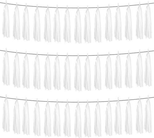 Vista 26 de Banderines de Flecos de Papel Aluminio Negro 3P con Borlas Metálicas Guirnalda de Borlas para Carrozas de Desfile, Despedida de Soltera, Boda