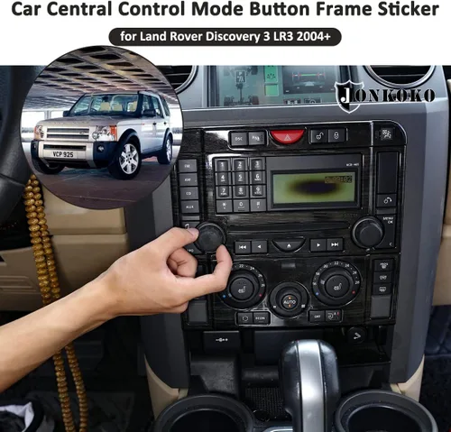 Vista 4 de YIWANG para Land Rover Discovery 3 LR3 2004-2009 coche modo de control central botón marco etiqueta engomada coche Accesorios (grano de madera negra)