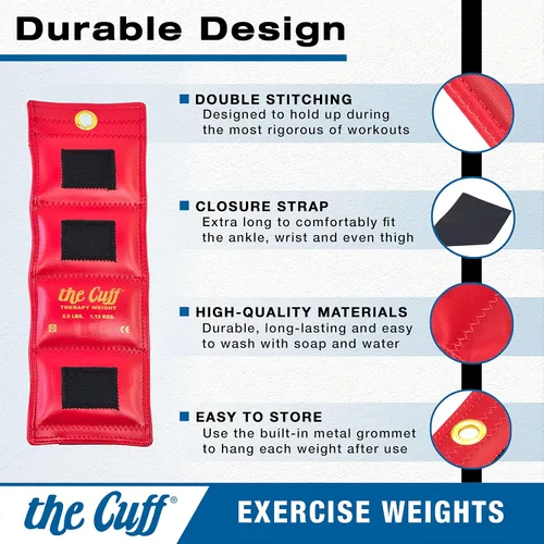 Vista 3 de The Cuff Juego de 9 pesas ajustables para tobillo y muñeca para entrenamiento, baile, correr, tonificación y fisioterapia para hombres y mujeres