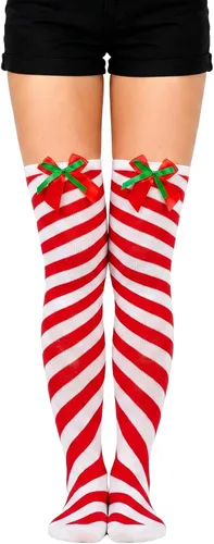 Vista 22 de Calcetines altos para mujer, calcetines altos a rayas hasta el muslo Bandera estadounidense