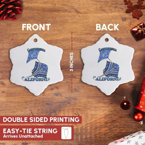 Vista 3 de 3 inch Snowflake Porcelain Ornament - Blue Tribal Stingray for Any Vacation to Carpinteria, California Creative Studios Tribal Stingrays