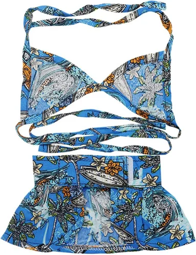 Vista 7 de Bikini para perro, traje de baño de verano para cachorros, ropa de playa, disfraz de gato para cachorro, perro gato (XS, lunares azules)
