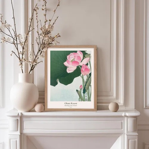 Vista 5 de Poster Master Vintage Ohara Koson Poster - Retro Blooming Lotus Flowers Print - Japanese Art - Flower Illustration - Aesthetic Design - Floral