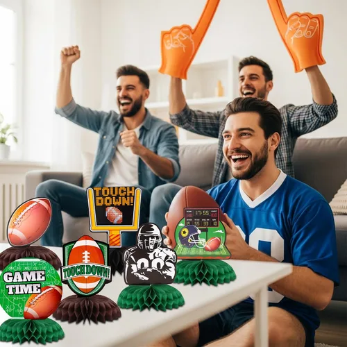 Vista 5 de TONIFUL Decoraciones para fiestas de fútbol, centros de mesa de panal de abeja, decoración de mesa de tiempo de juego, suministros de fiesta