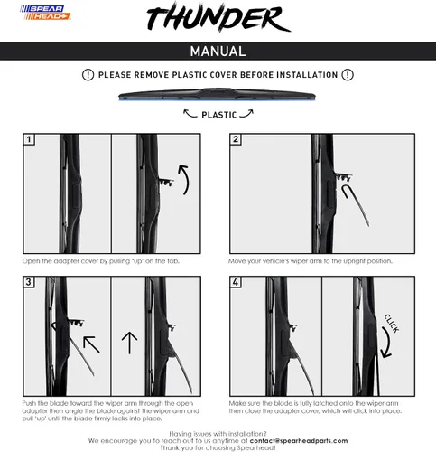 Vista 7 de Spearhead THUNDER - Escobillas limpiaparabrisas híbridas de 18" + 18" con goma infundida de neopreno, supera a la silicona (par)