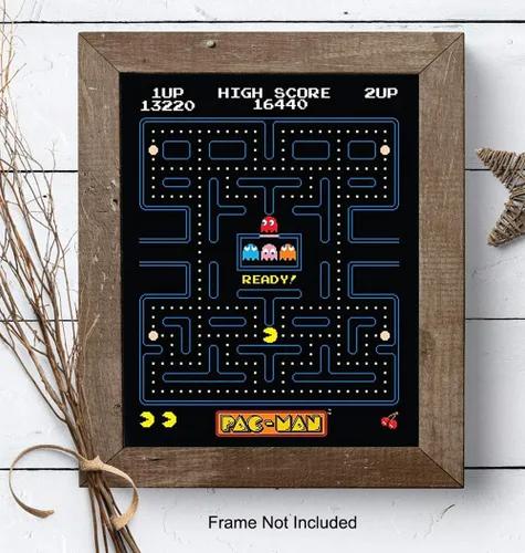 Vista 7 de YELLOWBIRD ART & DESIGN Pacman - Póster de juego de arcade, decoración de pared de 8 x 10 pulgadas, regalo único y genial para niños, hombres