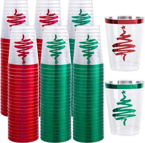 Vista 16 de supernal Paquete de 100 vasos de plástico negros y dorados, vasos 100 tazas negras y doradas de 10 onzas