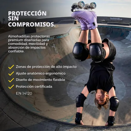 Vista 3 de Bont Rodilleras para adultos y jóvenes para patinaje, color negro, talla S