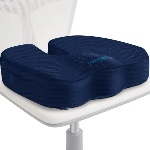 Vista 11 de TushGuard - Cojín de asiento para silla de oficina de espuma viscoelástica antideslizante, cojín de escritorio para la espalda, coxis, ciática