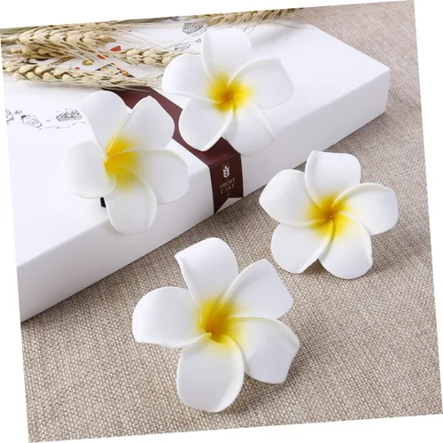 Vista 2 de FOMIYES 25 horquillas Frangipani para mujer, pinzas de pelo de flores de simulación, pinzas negras para novia, para playa, bodas, fiestas