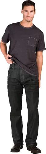 Vista 4 de Level 7 Jeans relajados y de pierna recta para hombre con corte de bota y bolsillo con cremallera