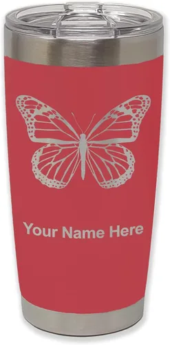 Vista 21 de LaserGram Vaso aislado al vacío de 20 onzas, mariposa monarca, grabado personalizado incluido (negro)