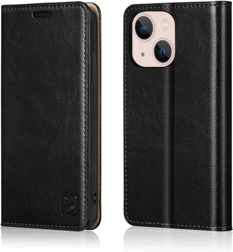 Vista 24 de Belemay Funda tipo cartera compatible con iPhone 8 Plus, de piel de vaca auténtica, funda tipo folio (funda interior de TPU suave), ranuras