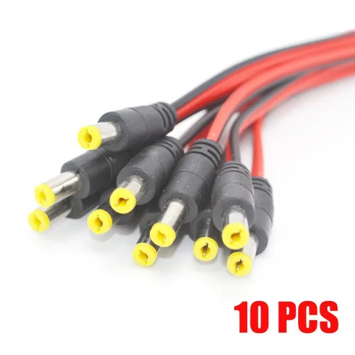 Vista 3 de Cable de alimentación de CC de 0.217 in x 0.083 in, conector de barril de 11 pulgadas de 12 V CC, cable rojo positivo central para cámara
