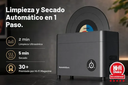 Vista 2 de HumminGuru Limpiador de discos de vinilo ultrasónico - Máquina de limpieza de discos de vinilo ultrasónico de 40kHz con secado automático, Kit