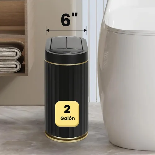 Vista 3 de ELPHECO - Cubo de basura de baño con tapa mariposa, papelero con sensor de movimiento para baño, papelera decorativa automática, accesorios de baño