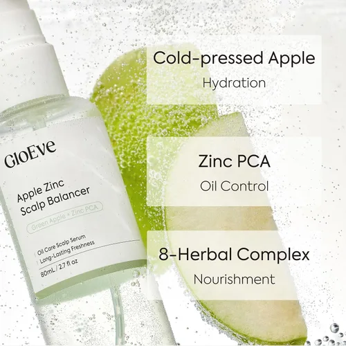 Vista 5 de Apple Zinc Scalp Balancer - Suero de raíz, control del cuero cabelludo graso y con picazón con 1% de zinc PCA y manzana prosesionada en frío, suero