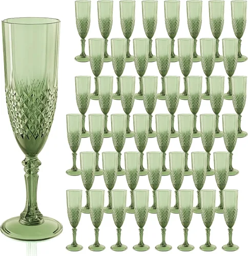 Vista 9 de Copas de champán de plástico, copas de champán a granel, copas de vino acrílicas reutilizables irrompibles para bodas, despedidas de soltero, Ámbar